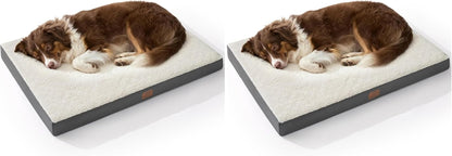 Bedsure Washable Dog Beds Large Sized Dog with Comfy Sherpa, 36X27In Grey | Orthopedic Egg Crate Foam,Comfort Support Flat Rectangle Pet Mat,Non-Slip Bottom,Removable Cover,For Large Breed up to 55 Lbs33
