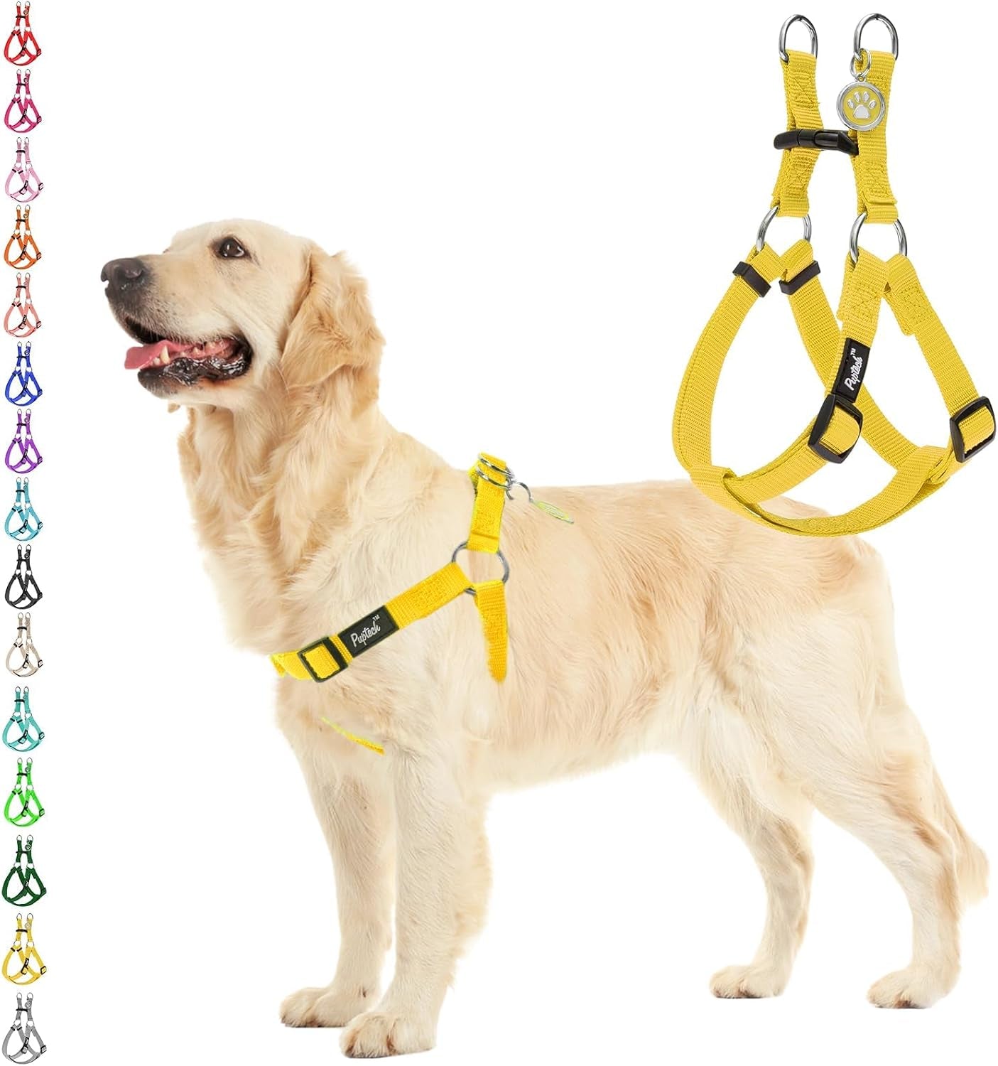 pupteck-no-pull-dog-harness-soft-adjustable-basic-nylon-step-in-puppy-vest-outdoor-walking-with-id-tag