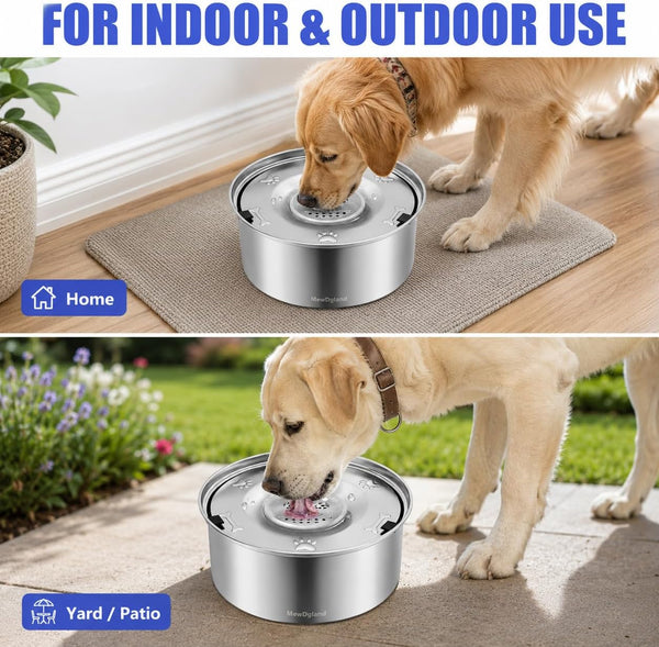 Dog Water Bowl No Spill, 3L/101Oz Stainless Steel Slow Feeder Dog Bowl with Floating Disk, Spill Proof Dog Water Bowl Dispenser for Messy Drinkers, anti Splash Large Dog Bowl with Filter6