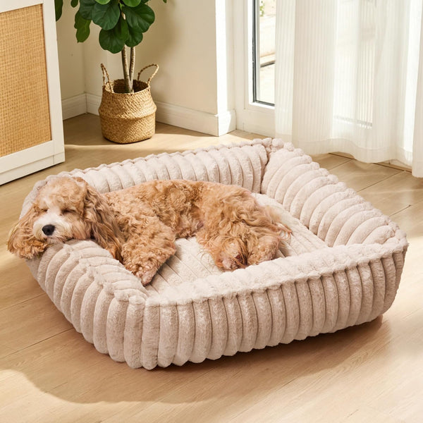 Small Dog Bed Calming Cat Bed for Indoor Cats 20’’X16’’Sage Grey | Rectangle Orthopedic Pet Sofa Bed, Washable Anti-Anxiety Soft Puppy Couch, Nonskid Bottom Furry Cuddler up to 9 Lbs10