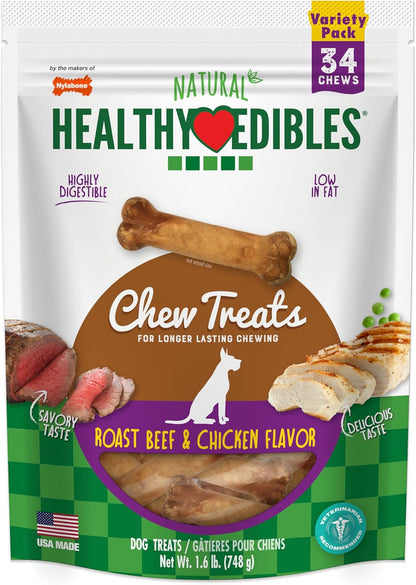 Nylabone Healthy Edibles Natural Chews, Long Lasting Dog Bones, Healthy Dog Treats, Bacon Flavor, X-Small (8 Count)13