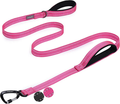 VIVAGLORY Double Handle Dog Leash Twingrip, 6Ft X 1In, Navy | Dog Leash for Collar with Traffic Handle & 2 Loop for Walking & Training, Traffic Control Reflective Heavy Duty Puppy Pet36