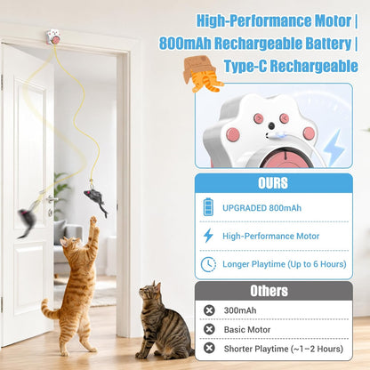 Interactive Cat Toys for Indoor Cats, Automatic Flying Bird & Mouse | Chase Exercise Enrichment Stimulation, USB Large-Capacity Rechargeable Electric Door Hanging Toy for Bored Kitten & Adult Cat2