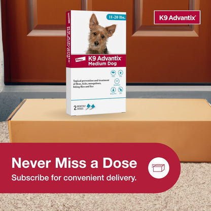 K9 Advantix Flea, Tick & Mosquito Prevention for Dogs 11-20 Lbs. | Flea Drops for Medium Dogs | Apply Monthly | 2 Treatments6
