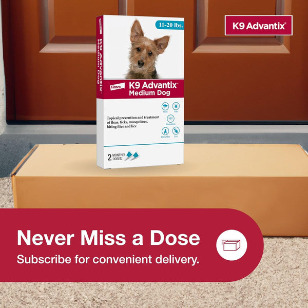 K9 Advantix Flea, Tick & Mosquito Prevention for Dogs 11-20 Lbs. | Flea Drops for Medium Dogs | Apply Monthly | 2 Treatments6