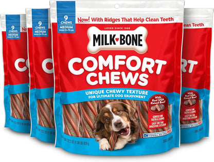 Milk-Bone Comfort Chews, Unique Chewy Texture & Real Beef, 16 Dog Chews | 40.8-Oz. Bag, for Dogs 15-75 Lbs., Rawhide-Free Dog Chews, Made with Real Beef13