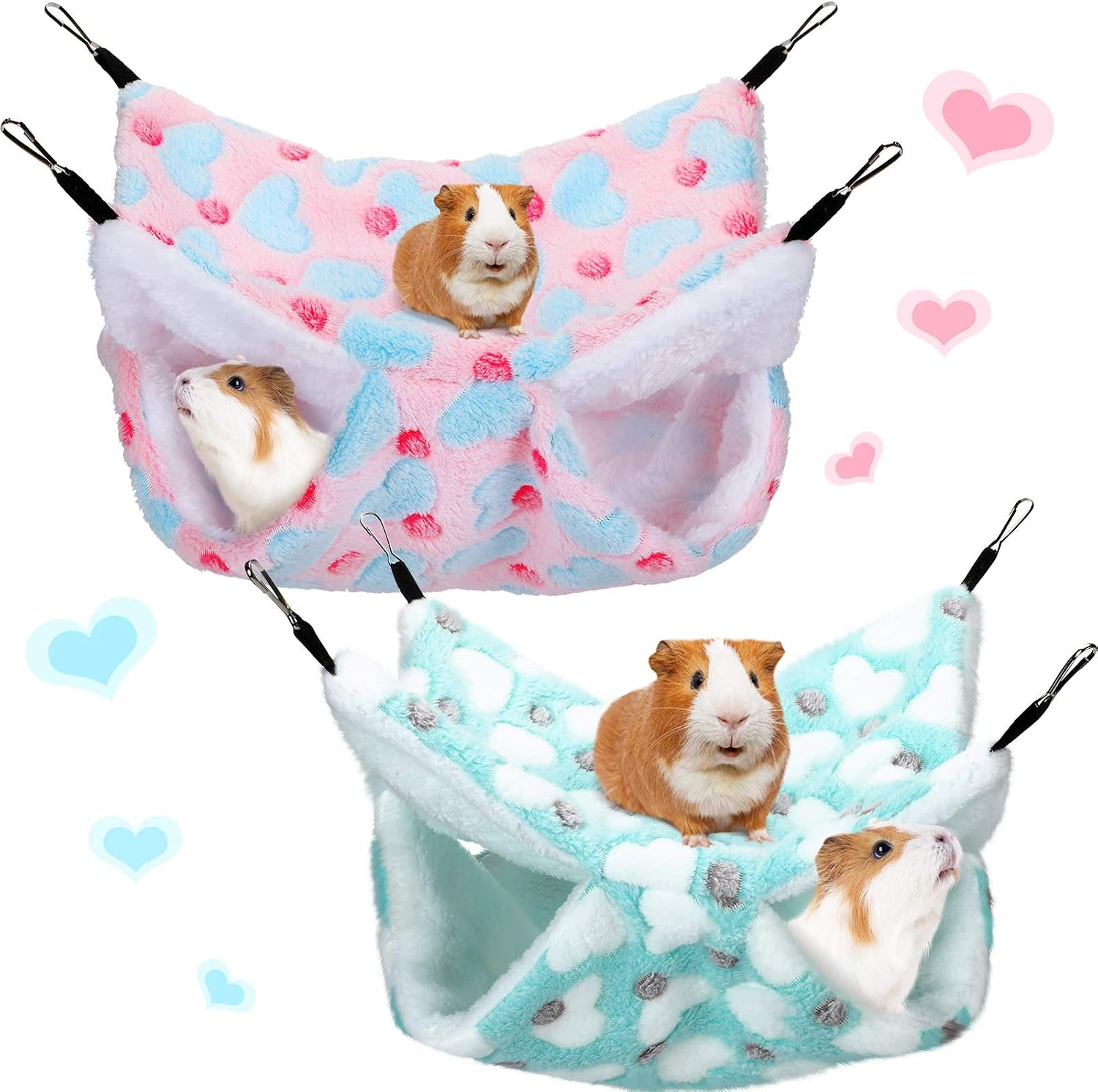 boao-2-pcs-guineas-pig-rat-hammock-guinea-pig-hamster-ferret-hanging-hammock-guinea-pigs-accessories-for-small-animals-chinchilla-parrot-sugar-glider-ferret-squirrelpurple-coffee-heart-pattern