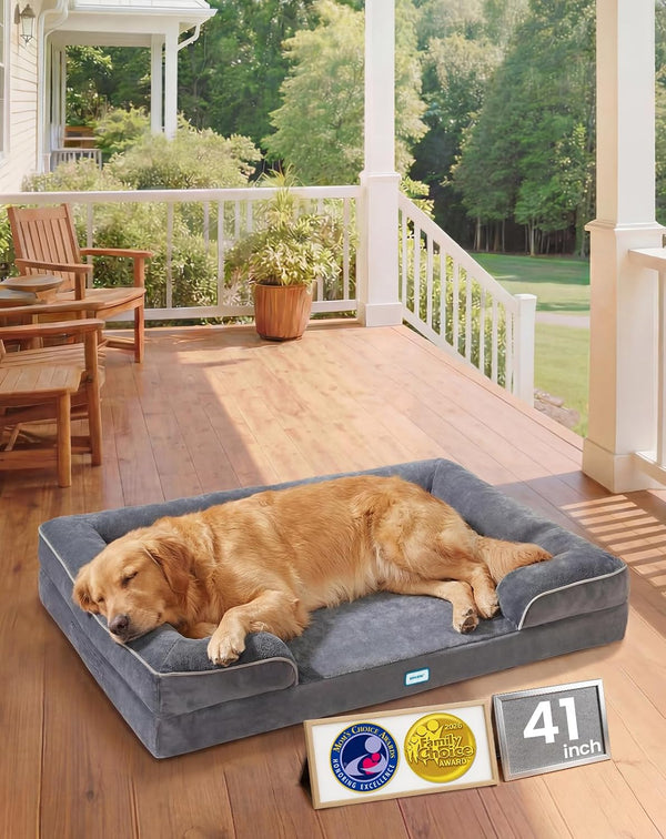 Ohgeni Orthopedic Extra Large Dog Bed Couch, Memory Foam, 44-Inch (Gray) | Waterproof Pet Bed with Machine-Washable Removable Cover & Soft Comfortable Fabric15