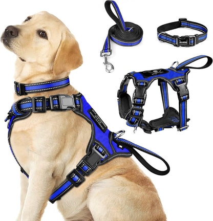 WINSEE Pet Harness Collar and Leash Set, All-In-One Reflective Dog Harness No Pull with Adjustable Buckles for Puppies, Small, Medium, Large, and Extra-Large Dogs (Large, Pink)24