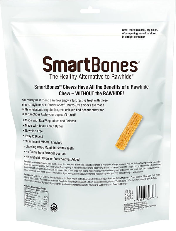 Smartbones Churro-Style Mini Sticks 28 Count, Made with Real Peanut Butter, Rawhide-Free Chews for Dogs, 7.90 Ounce (Pack of 1)2