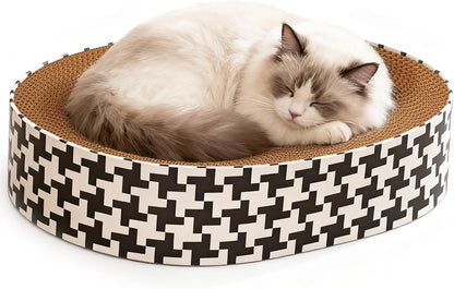 2-In-1 Cat Scratcher Cardboard Bed, round Cat Scratching Pad Bowl for Indoor Cats, Durable Corrugated Circle Cat Scratcher Lounge, Cozy Oval Cat Scratch Bed Furniture for Kittens & Medium Size Cats5