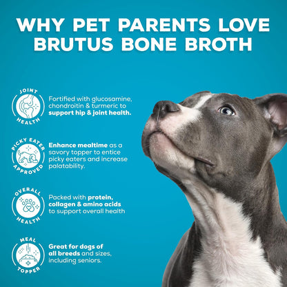 Brutus Chicken Broth Liquid for Dogs - All Natural Chicken Bone Broth for Dogs with Chondroitin Glucosamine Turmeric -Human Grade Dog Food Toppers for Picky Eaters & Dry Food -Tasty & Nutritious3