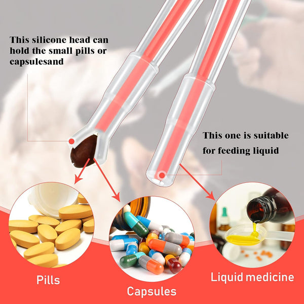 2 Pcs Pet Pill Plunger Popper for Small Cats Dogs,Red3