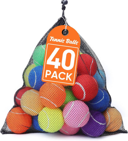 Treeroot 16/30/40/60/80 Pcs Tennis Balls, High Elasticity Tennis Balls Bulk, Comes with a Portable Mesh Bag, Tennis Ball for Dogs, Suitable for Beginner Training Ball, Durable & Bounce12