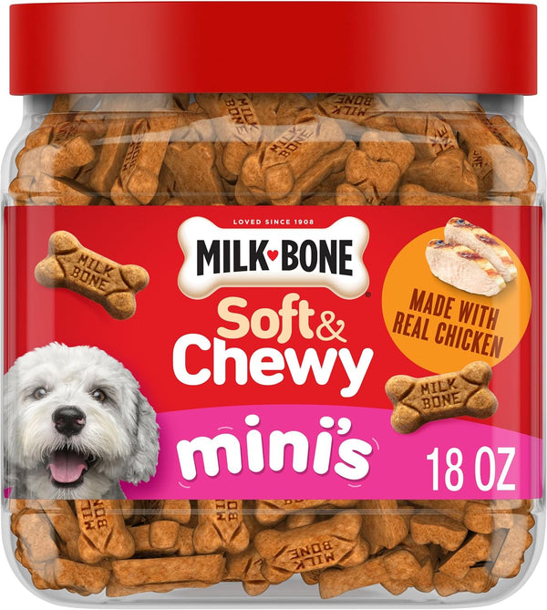 Milk-Bone Soft & Chewy Mini'S Dog Training Treats, 18 Oz Canister | Made with Real Chicken Breast, Small Dog Treats for Training and Rewarding, 18% Protein, Fortified with Vitamins and Minerals1