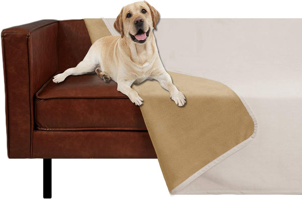 Ameritex Pet Bed Blanket Reversible 100% Waterproof Velvet Super Soft for Sofa and Bed (82X102 Inches, Cream+Sand)5