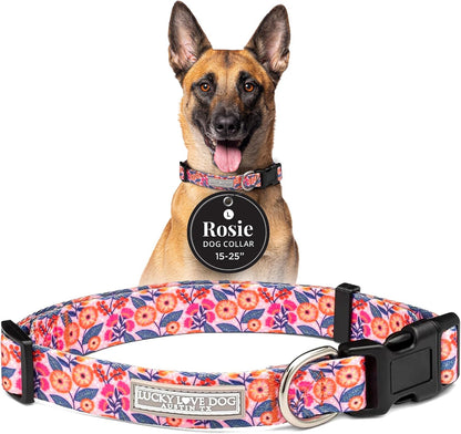 Lucky Love Dog - Easy Click Buckle Dog Collar with Leash Set Combo, Durable & Comfortable for Male & Female Dogs, Pet Collar for Medium Dogs, Secure Fit - Blackbird Combo, Medium48