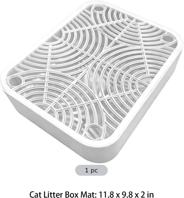2 in Cat Litter Box Ramp with Filter, 11.8 X 9.8 In, Prevents Litter Dispersion, Cleans Paws, White3