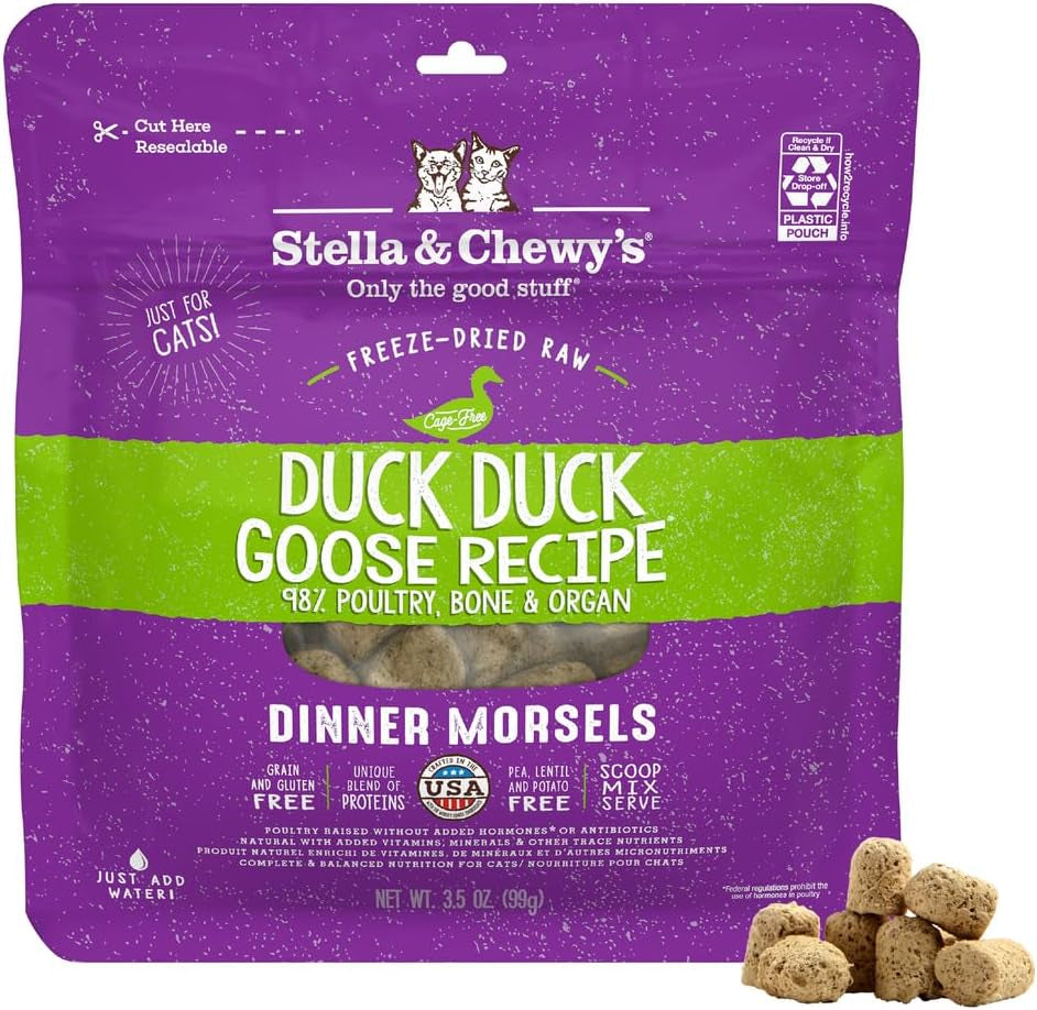 stella-chewys-freeze-dried-raw-cat-dinner-morsels-premium-chicken-recipe-with-98-cage-free-meat-organs-natural-grain-free-cat-kitten-food-made-in-usa-3-5-oz