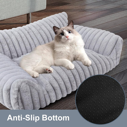 Cute Cat Couch Bed for Indoor Cats, Dog Beds for Small Dogs Couch, S, Grey | Dog Couch Bed with Removable Washable Cover,Cute Fluffy Pet Sofa Cat Couch Bed,Washable Dog Bed Medium Large Size Dog6