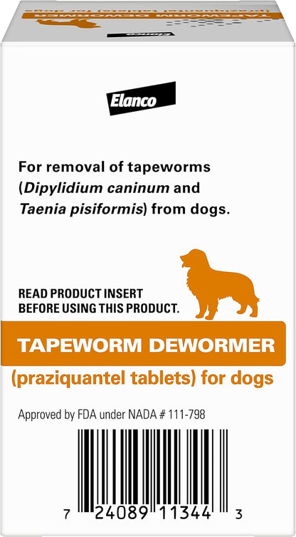 Elanco Tapeworm Dewormer (Praziquantel Tablets) for Dogs, 5 Count (Pack of 1) Praziquantel Tablets for Dogs and Puppies 4 Weeks and Older2