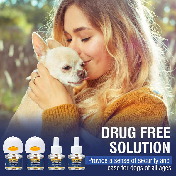 Dog Calming Pheromones Diffuser 6 in 1 Kit Appeasing Pheromone Diffuser to Calm (2 Plug In+4 X48Ml Refill) for Anxiety Relief Reduce Aggression Fighting Barking Stress 120 Day Supply(Tasteless)6