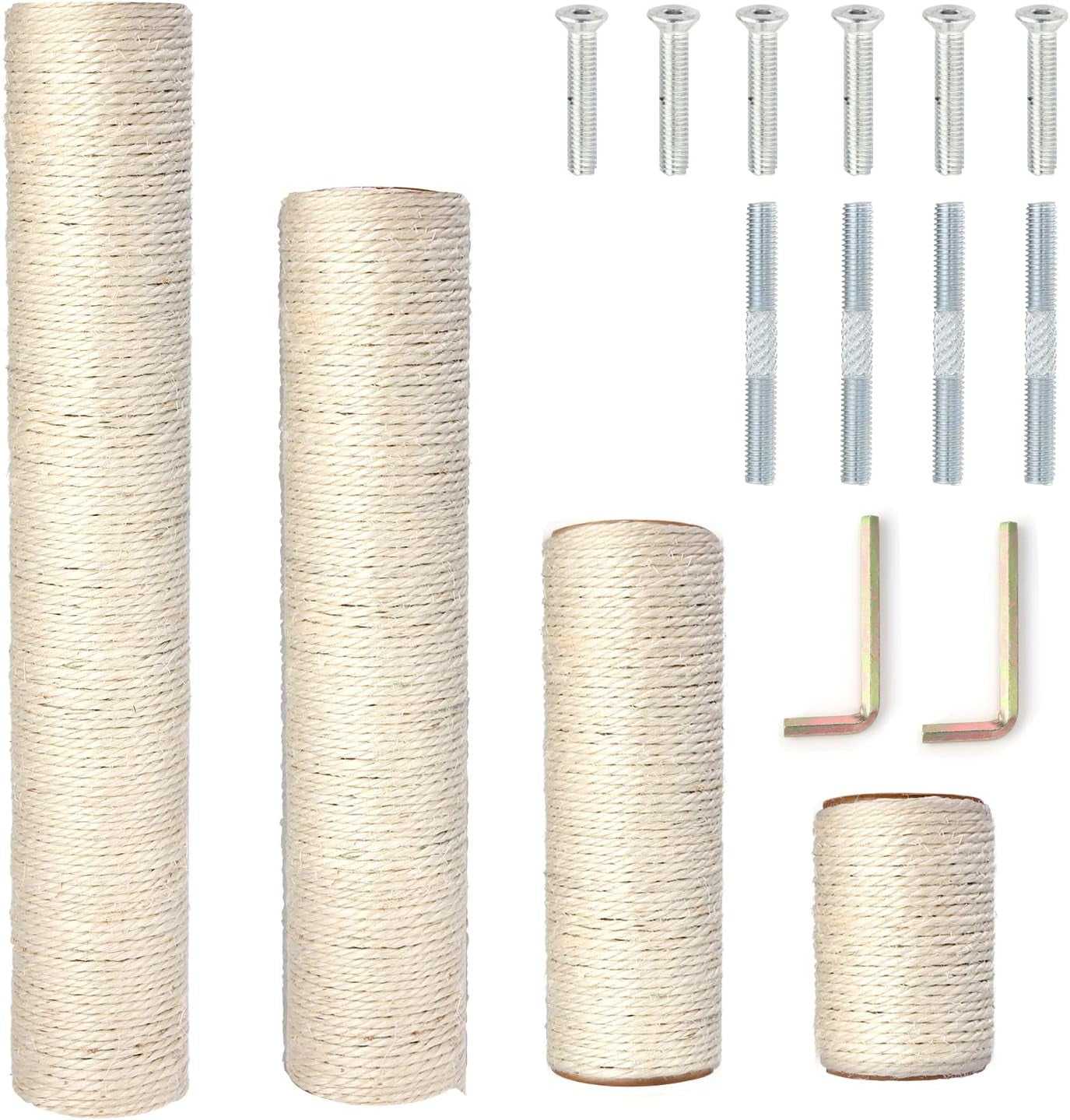 powerking-natural-sisal-replacement-scratching-post-15-7-2-pieces-m8-cat-scratch-post-refill-pole-parts-for-refurbishment-include-screws-white