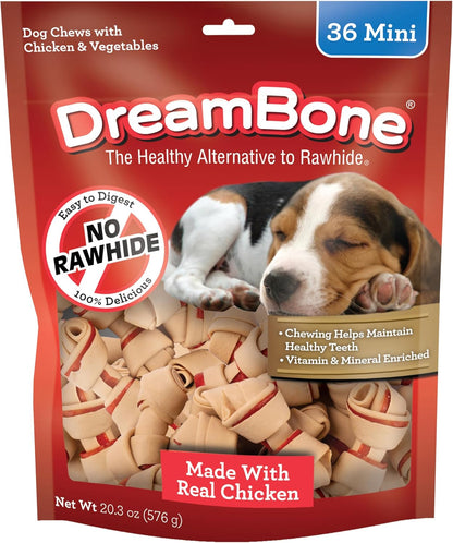 Dreambone Chicken Mini Bone Dog Treats, Daily Rawhide-Free Chew, Digests Safely and Completely, with Real Protein, Chicken and Veggies, 50 Count11