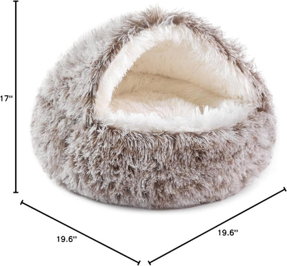 NOYAL round Hooded Donut Dog Bed for Small & Medium Pets - Plush Fluffy Anti-Anxiety Cat Cave Bed with Cover6