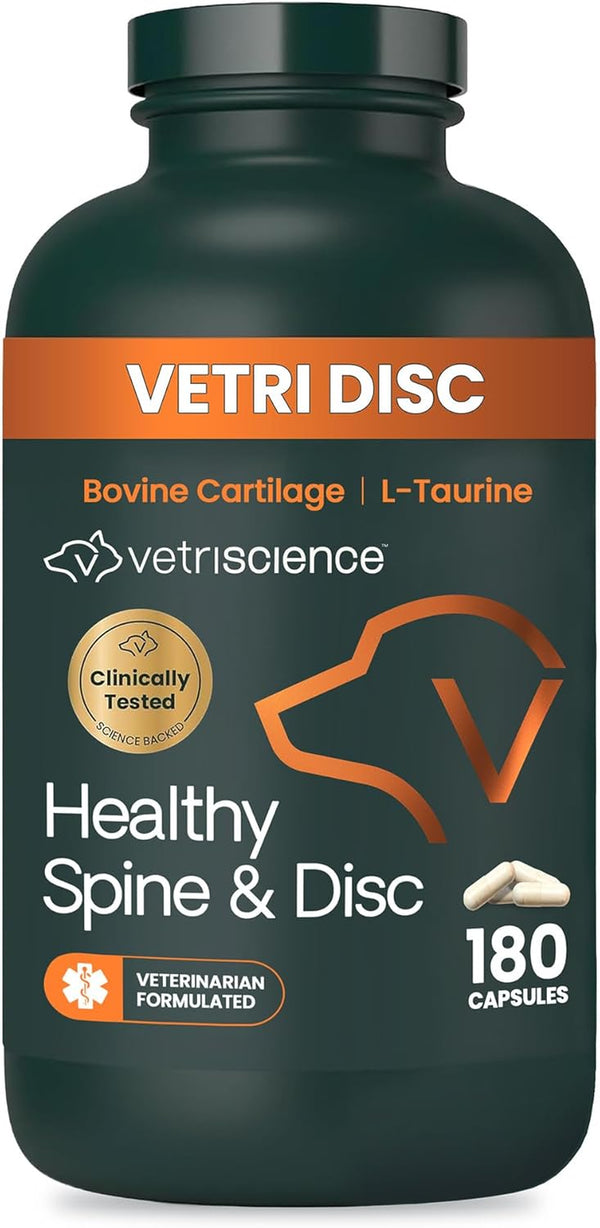 Vetriscience Healthy Spine & Disc Easy-Open Capsules, Back and Spinal Support Chondroitin and Taurine Supplement for Dogs, Perfect for Dachshunds, Corgis, Frenchies, Basset Hounds & More, 180 Count1