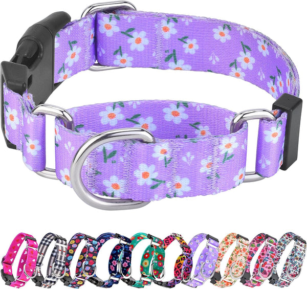 Hikiko Martingale Collar for Dogs Adjustable Soft Nylon Dog Collars with Cute Patterns for Small Medium Large Dog（Pink Butterfly,Medium）9