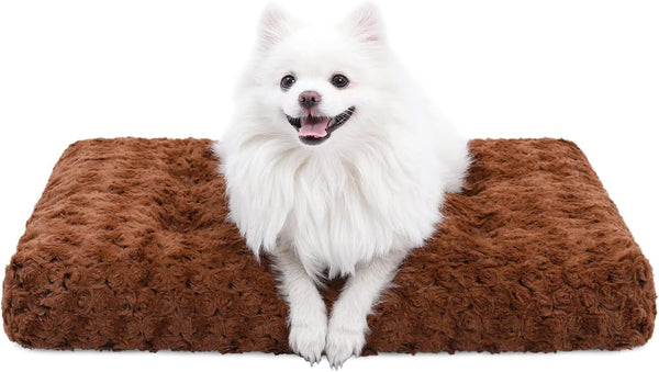 KSIIA Washable Dog Bed Deluxe Plush Dog Crate Beds Comfy Kennel Pad Anti-Slip Pet Sleeping Mat for Large, Jumbo, Medium, Small Dogs Breeds, 35" X 23", Gray13