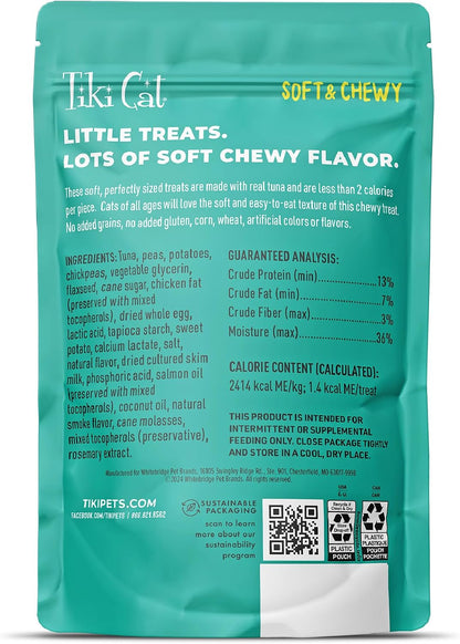 Tiki Cat Soft & Chewy Treats, Tuna Flavor, 3 Calories per Treat with Grain-Free and No Added Gluten, 6 Oz Pouch (Pack of 1)2