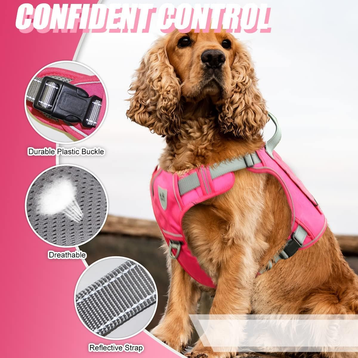 tactical-dog-harness-for-small-medium-large-dogs-no-pull-adjustable-harness-training-easy-control-pet-vest-reflective-working-training-rose-red-mneck-17-26-chest-24-36