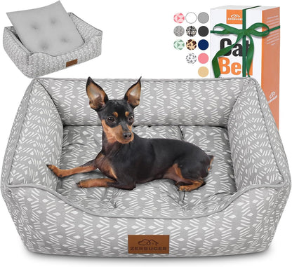Cat Dog Bed for Pets, Rectangle Pet Bed Gift for Puppy and Kitten, Machine Washable Calming Fluffy Pet Couch Sofa for Indoor Outdoor, Portable Soft Cat Bed with Non-Slip Bottom (Small, Pink)7
