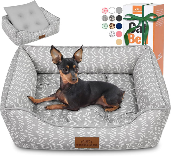 Cat Dog Bed for Pets, Rectangle Pet Bed Gift for Puppy and Kitten, Machine Washable Calming Fluffy Pet Couch Sofa for Indoor Outdoor, Portable Soft Cat Bed with Non-Slip Bottom (Small, Pink)7