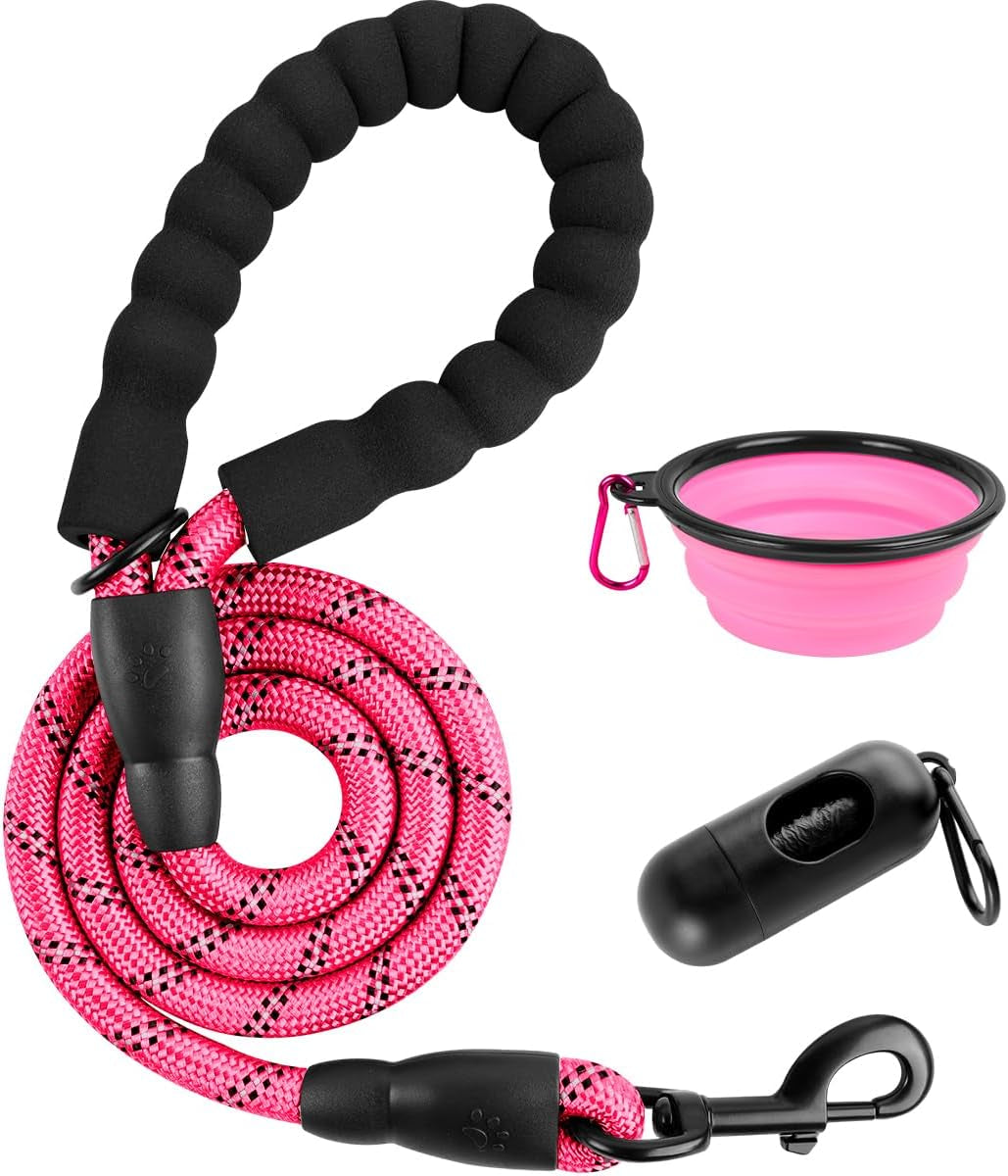 barkbay-dog-leashes-for-large-dogs-heavy-duty-dog-leash-4-5-6-ft-with-comfortable-padded-handle-and-highly-reflective-threads-for-medium-large-dogs-walking-training-running-5ft-1-2-pink