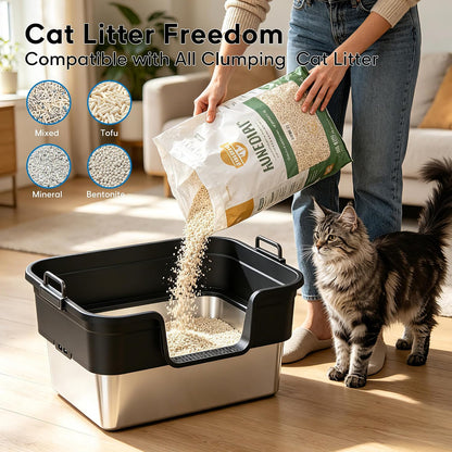 Litter Box,Extra Large Cat Litter Box, Enclosed Design Prevents Scatter, 30° Angled Filter Plate, Leak-Proof, Includes Cat Litter Mat & Metal Scoop6