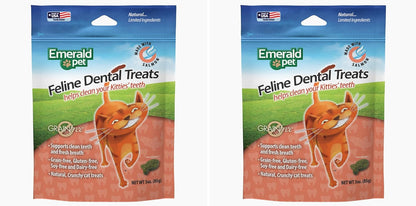 Emerald Pet Grain-Free Cat Dental Treats with Salmon – Crunchy Natural Dental Treats for Cats to Clean Teeth, Freshen Breath, and Reduce Plaque & Tartar – 11 Oz Tub11