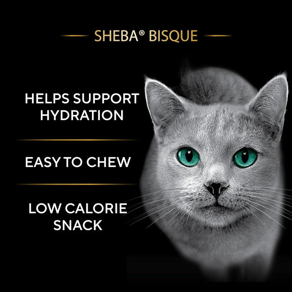 Sheba Bisque Cat Treats & Food Toppers, Variety Pack, 1.4 Oz, 24 Count | Grain-Free, Chicken, Tuna & Salmon Recipes, Low-Calorie, Protein-Rich, Hydration Support, No Artificial Flavors, 1.4 Oz Bowls3