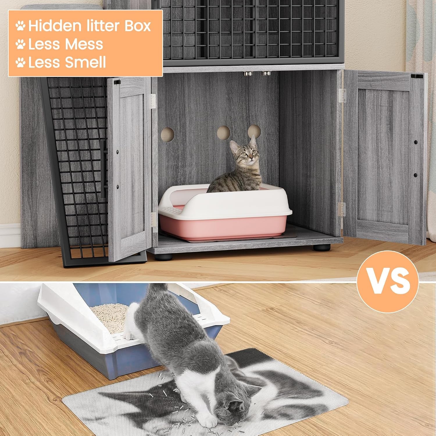 idealhouse-modern-cat-litter-box-enclosure-with-platform-double-layer-hidden-litter-box-indoor-washroom-villa-cat-house-with-ladder-33-5-l-x-17-9-w-x-41-9-h-dark-grey