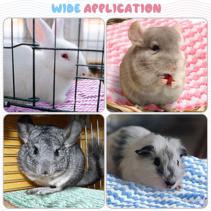 Moukeren 20Pcs Guinea Pig Fleece Bedding Blankets Bulk Washable Small Animal Fleece Cage Liners Pet Wash Cloth Sleeping Mat Cover for Hamster Chinchilla Rabbit Hedgehog(Multicolor, 12 X 12 Inch)5