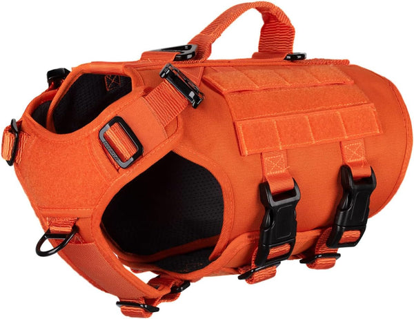 ICEFANG No Pull Tactical Dog Harness for Large Dogs,Adjustable Dog Vest | Control Handle,Molle Panel,Front Hook,3 Leash Clips,Soft Padded,For Walking Training,Pink,Large22