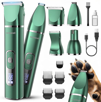 Oneisall 4 in 1 Dog Grooming Kit with LCD Display | Paw Hair Trimmer & Nail Grinder, Rechargeable, Cordless, Low Noise, IPX7 Waterproof, 3 Speeds Pet Grooming Clippers12