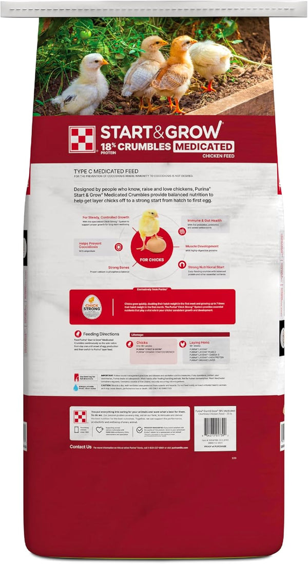 Purina Start & Grow | Nutritionally Complete Medicated Chick Feed Crumbles | 25 Pound (25 Lb.) Bag2