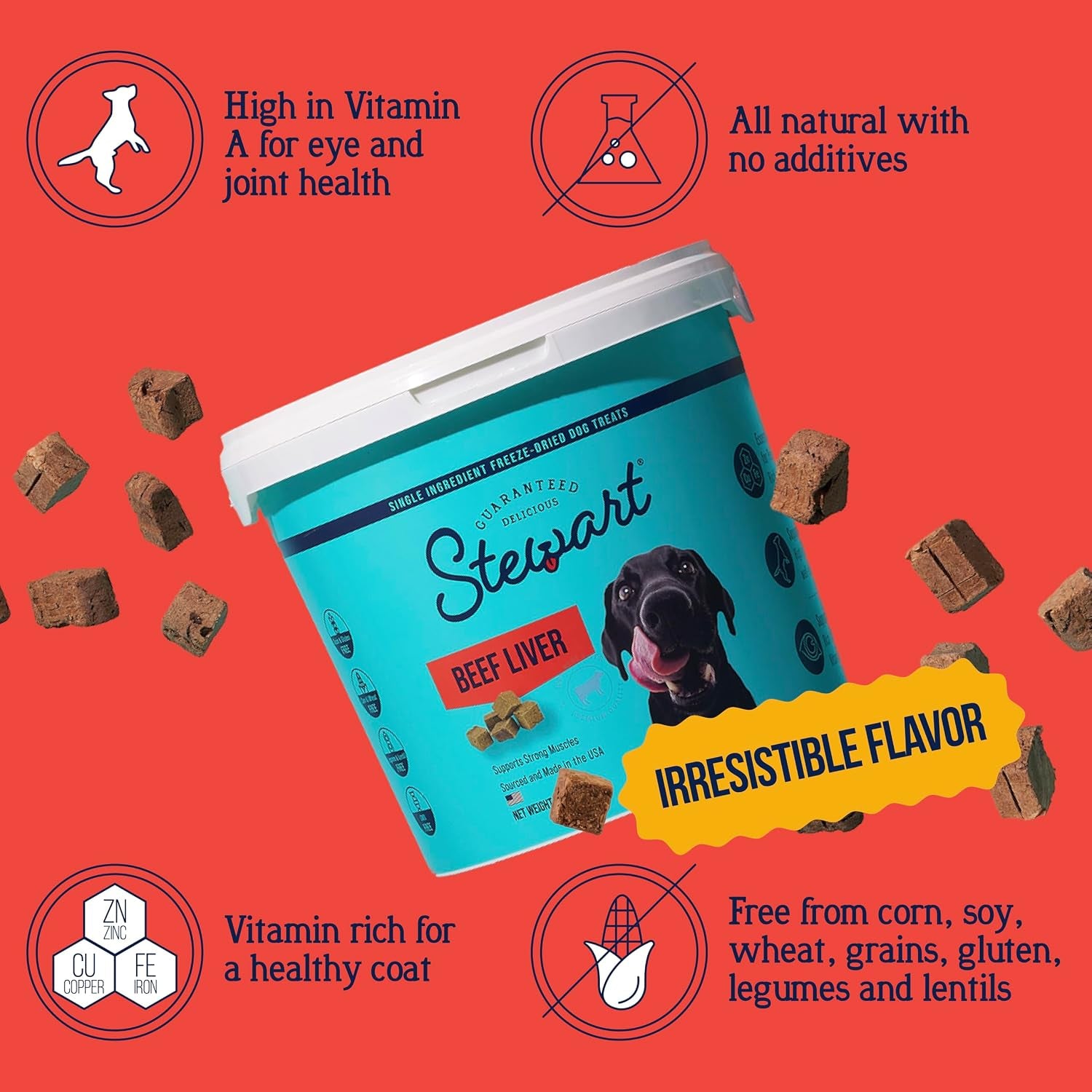 stewart-freeze-dried-dog-treats-100-beef-liver-21-oz-tub-premium-quality-raw-protein-single-ingredient-high-protein-training-treats-food-topper-no-refrigeration-cat-friendly