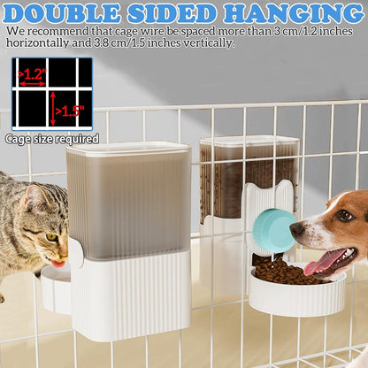 Kathson Rabbit Gravity Auto Feeder Set 35Oz Hanging Automatic Food Water Dispenser Cage Automatic Feeder Set for Rabbit Chinchilla Guinea Pig Hedgehog Ferret Kitty Puppy (Blue)6