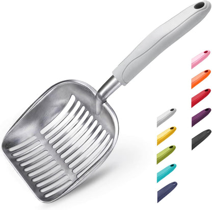 Wepet Cat Litter Scoop, Aluminum Alloy Sifter, Kitty Metal Scooper, Deep Shovel, Long Handle, Poop Sifting, Kitten Pooper Lifter, Durable, Heavy Duty, for Litter Box28