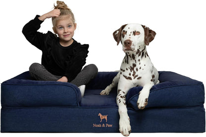 NOAH & PAW Large Dog Bed, 35X25X11 Inch, Orthopedic Dog Beds, Eggshell Memory Foam Infused with Cooling Gel, Inner Cover, Water Resistant, Machine Washable (Faux Leather)25