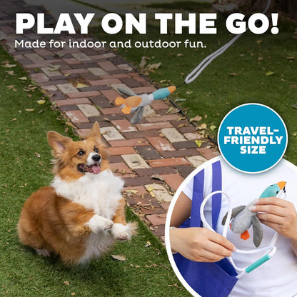 Outward Hound Tail Teaser Interactive Dog Wand Toy with Squeaky Plush Teaser and Crinkle Sounds for Active Play, Multicolored5